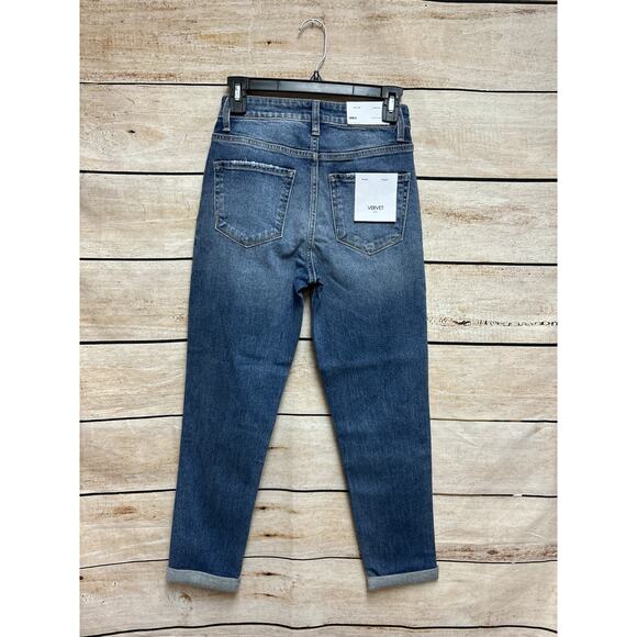 Vervet Womens Mom Jeans Size 24 Blue Erika Stretch New Distressed Medium Wash - Picture 4 of 16